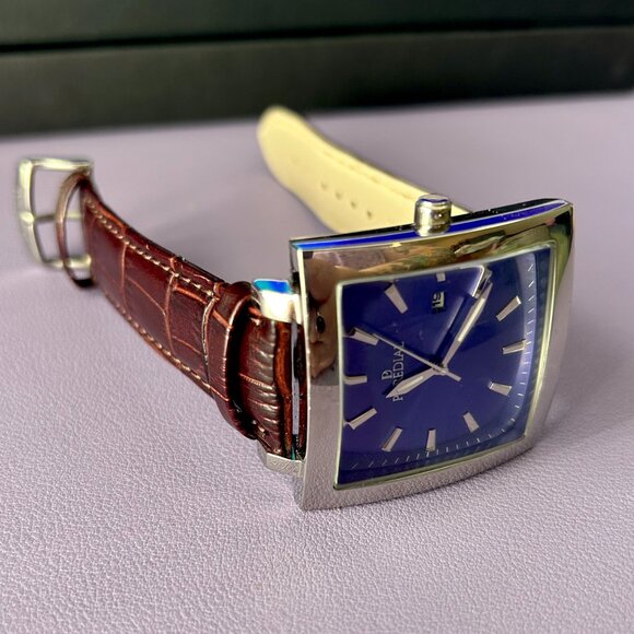 Japanese PureDial Square Legacy in Sapphire Blue and Silver with Leather Strap - Picture 13 of 15